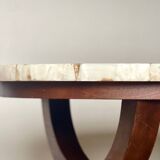 Coffee table in wood, marble and onyx.