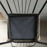 Pair of Colette Gueden chairs, black metal and fabric.