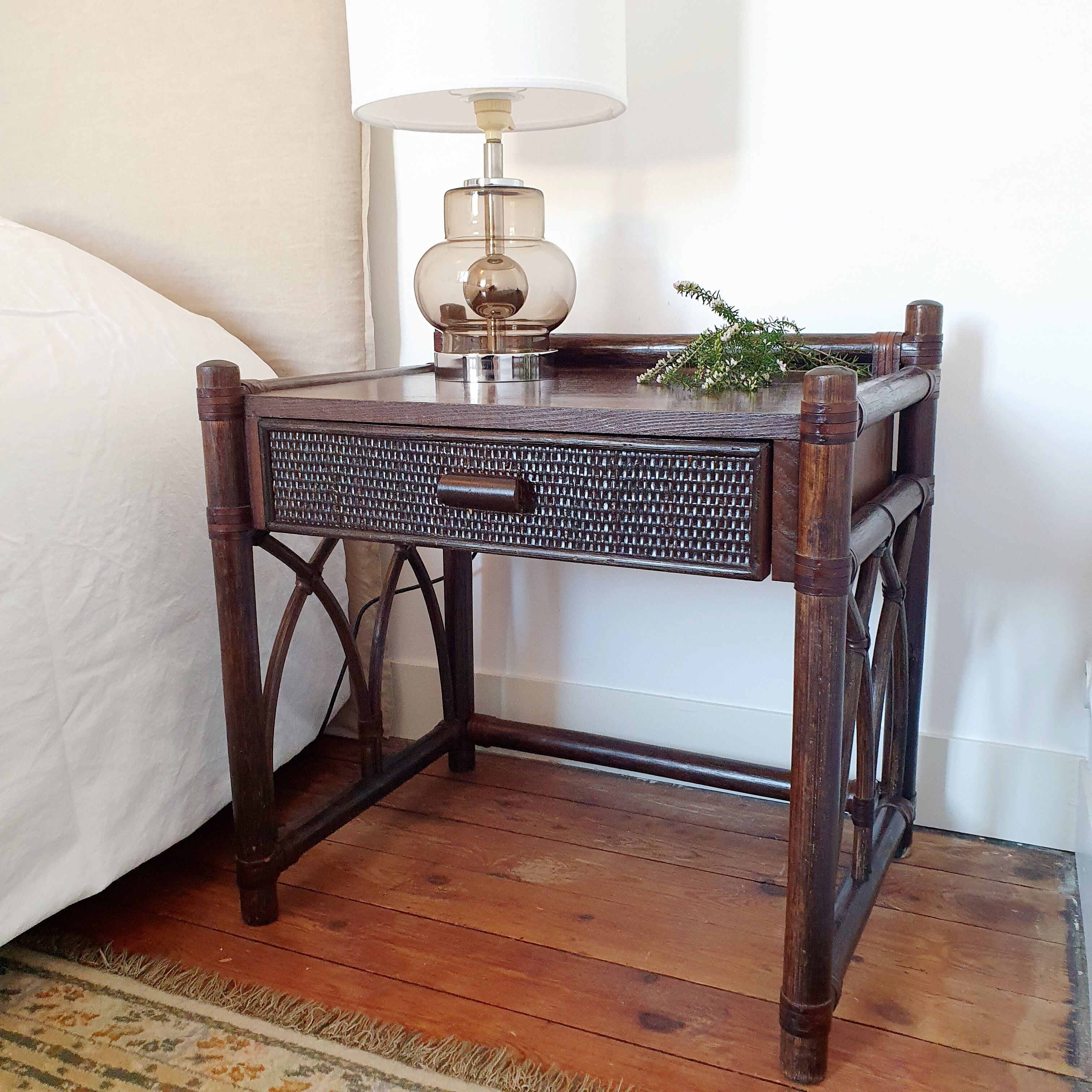 Pair of rattan bedside tables Roche Bobois