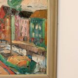Original Mid-Century Oil on Panel" Holland" by Louis Zelig- Vintage and Framed