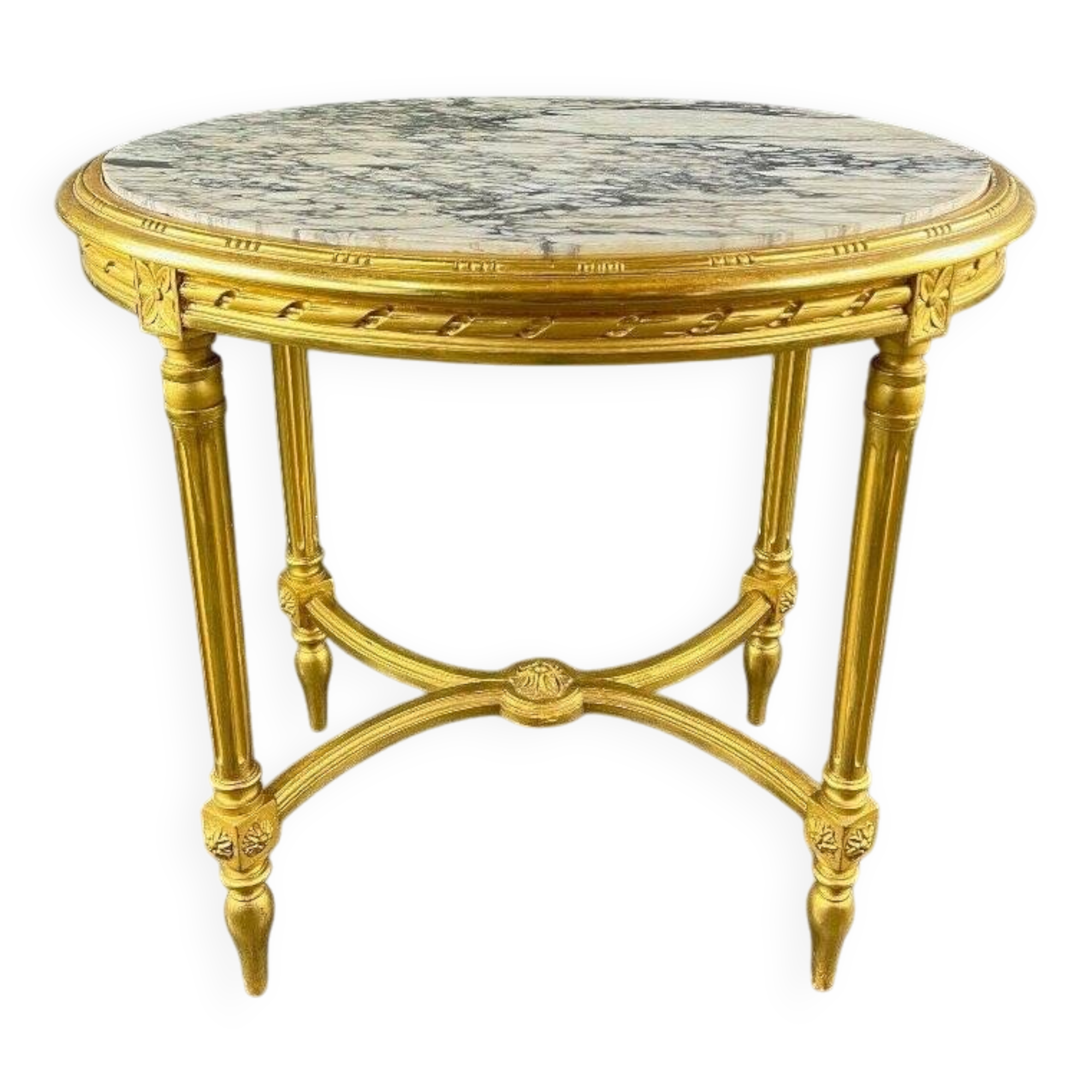 Louis XVI Style Gilded Wood Gueridon Table, 19th Century