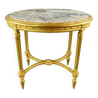 Louis XVI Style Gilded Wood Gueridon Table, 19th Century