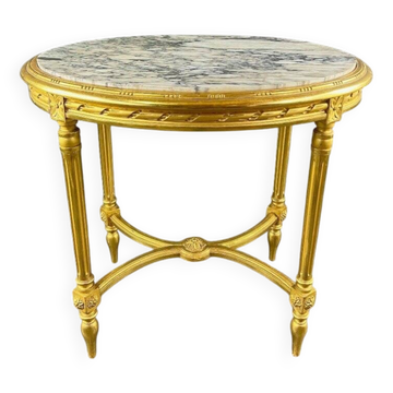 Table Guéridon En Bois Doré, Style Louis XVI, XIXe Siècle