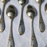 12 Apollo silver metal spoons in Transition Louis XV XVI style