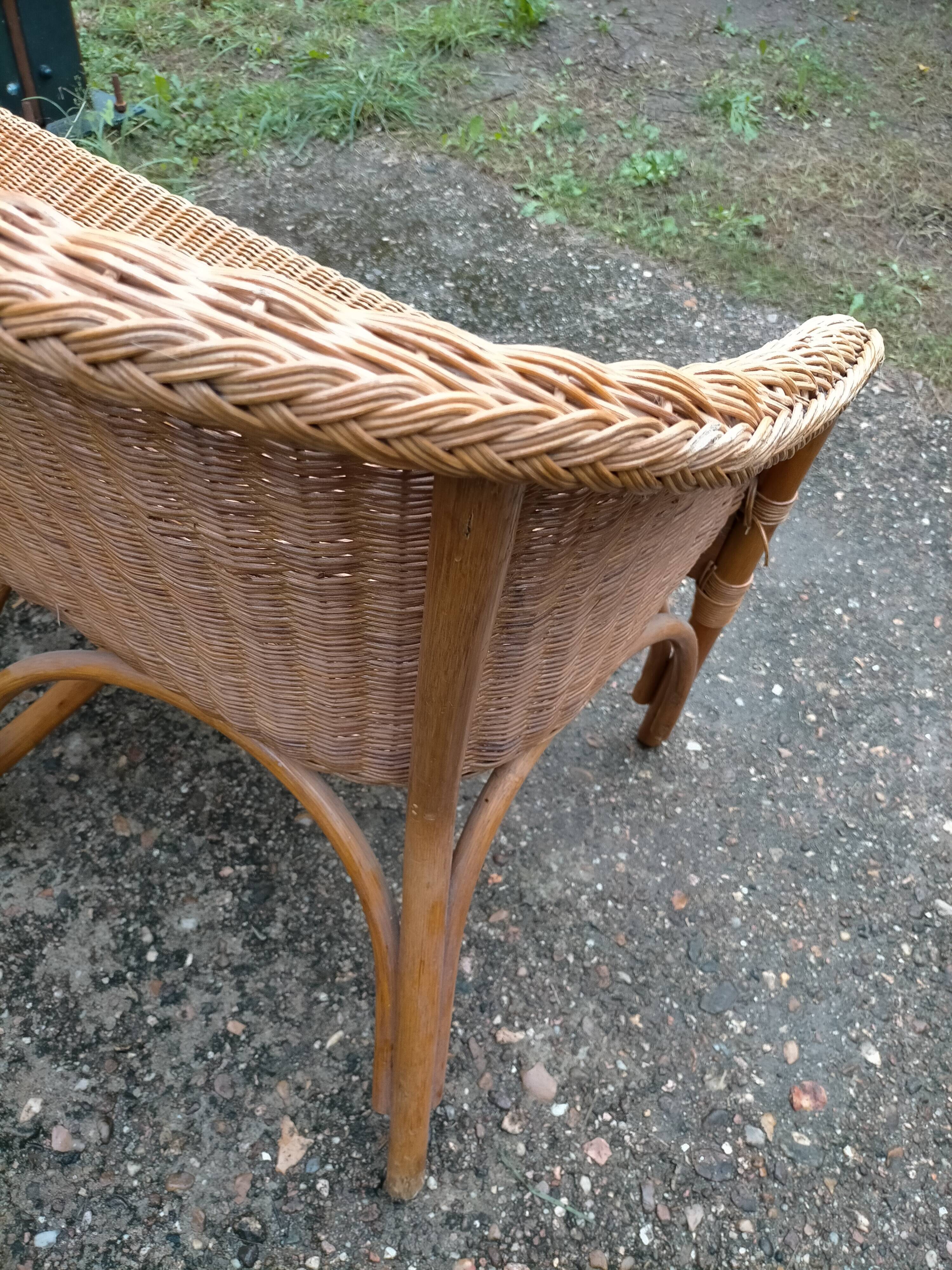 Vintage rattan bench