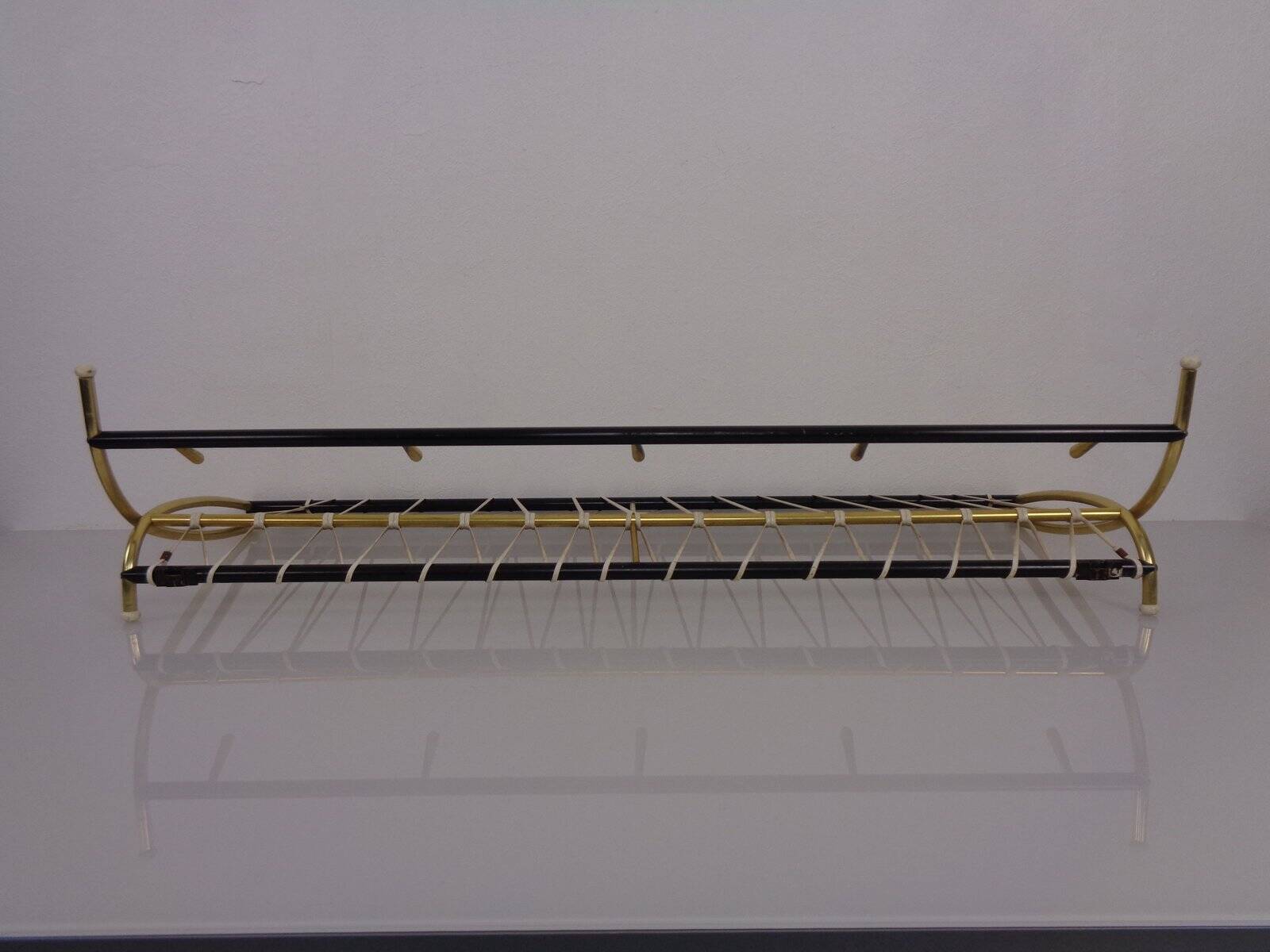 Vintage German wall coat rack with hat rack, 1950s