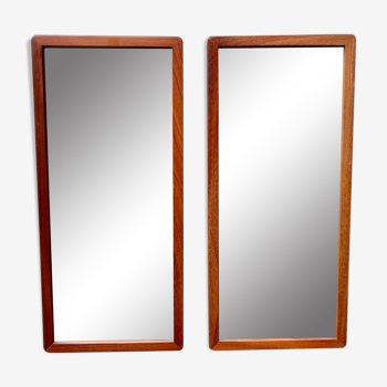 Pair of vintage teak wall mirrors