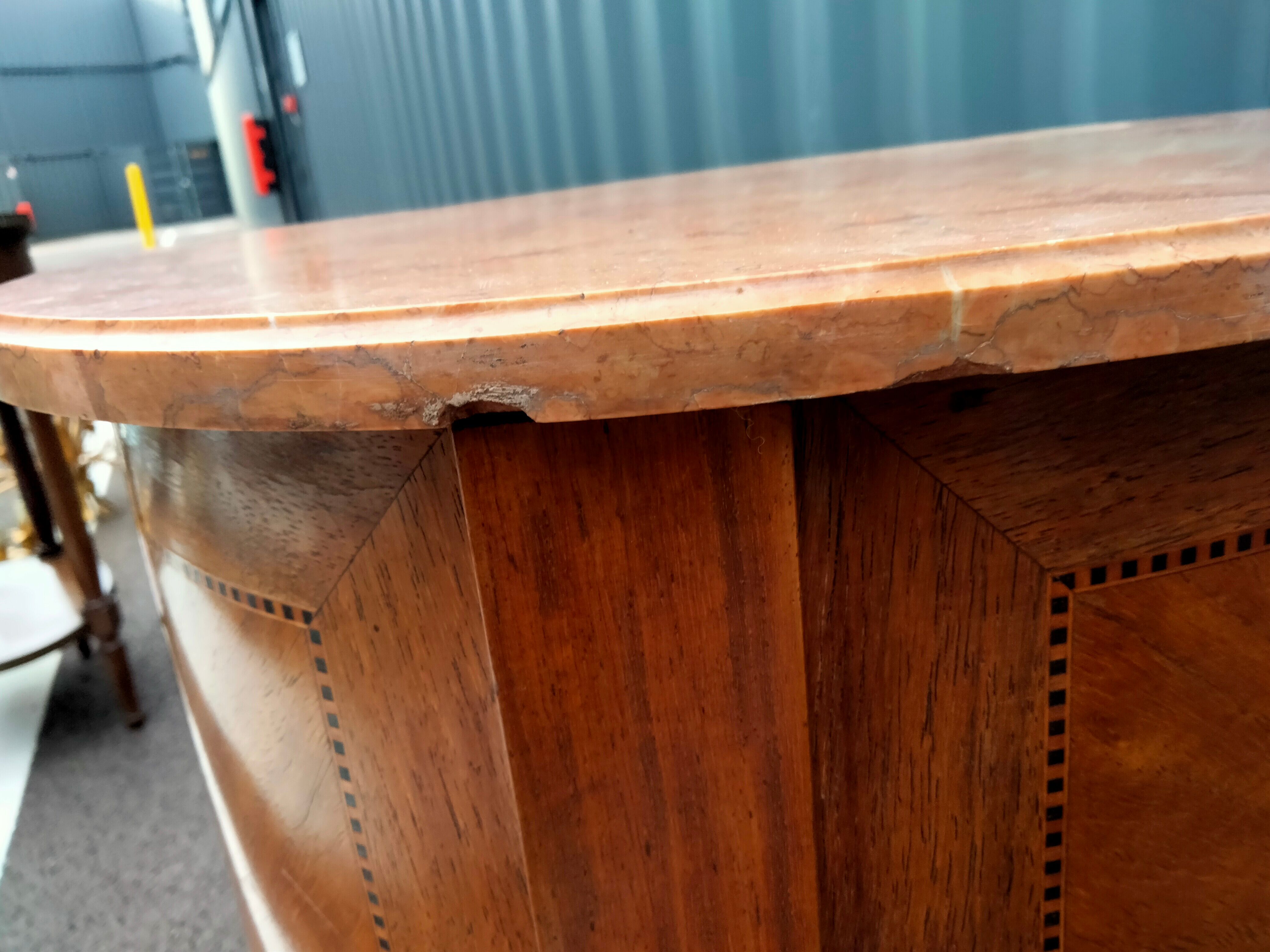 Chest of drawers old marquetry marble top style louis xvi