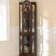 Corner Wine Cabinet with Glass Doors, Peach Blossom Wood Finish