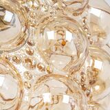 Large amber bubble glass pendant light by Helena Tynell for Limburg, Germany, 1970s.