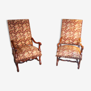 Two Louis XIII period armchairs