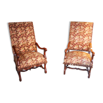 Two Louis XIII period armchairs