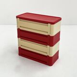 White and red cabinet model “4964” by Olaf Von Bohr for Kartell, 1970