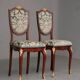 Paire de chaises Napoléon III en velours bleu, bois et bronze doré