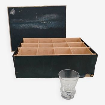 Box of 12 Daum glasses, Sorcy model, 1950s.