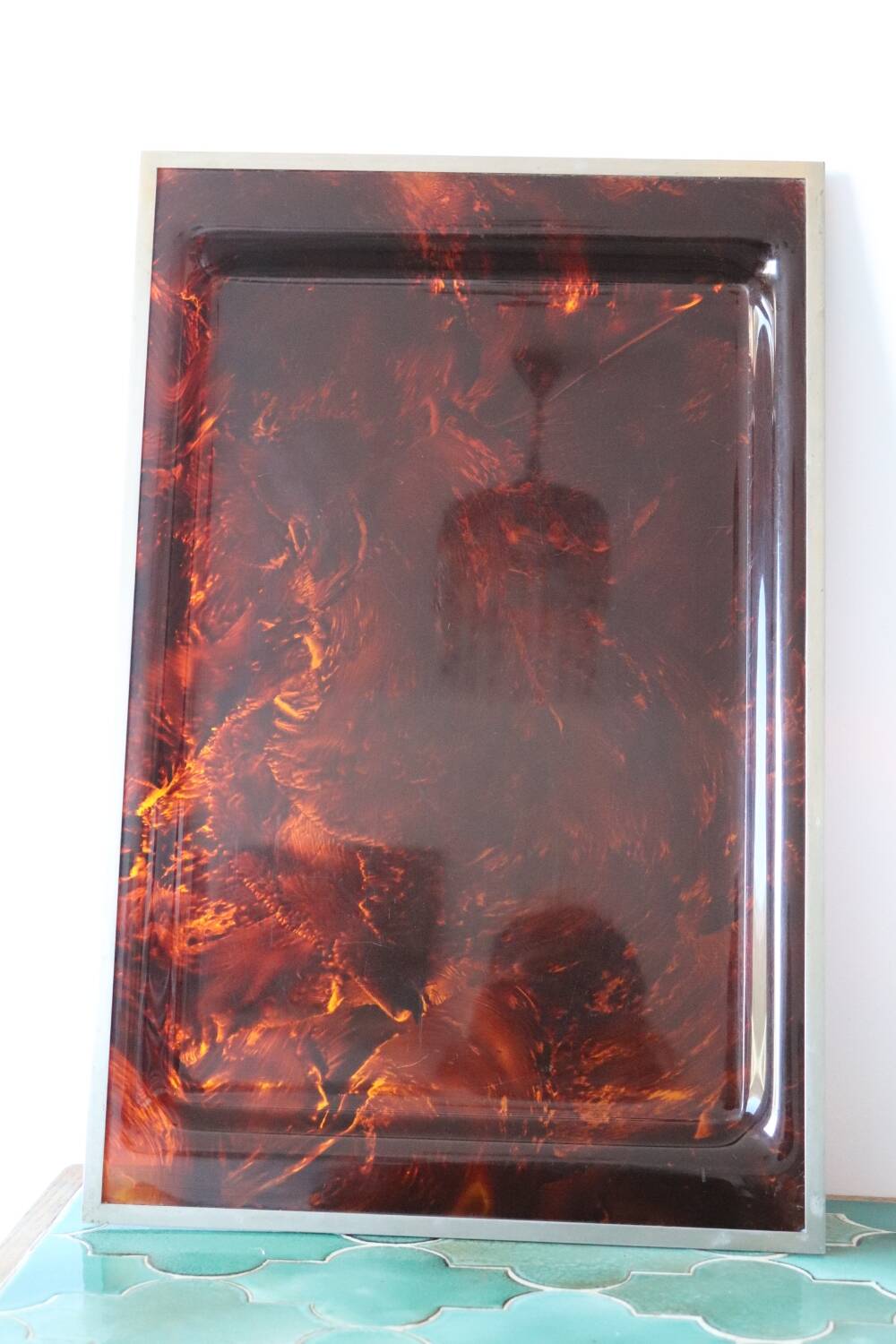 Vintage 70s tortoiseshell style lucite tray