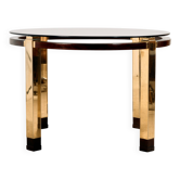 Restored dining table in mahogany and brass.