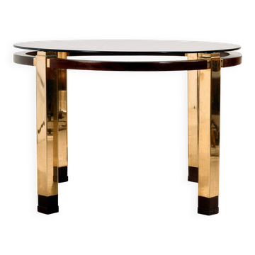 Restored dining table in mahogany and brass.