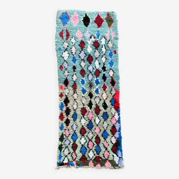 small vintage modern Boucherouite Berber rug