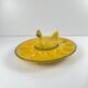 Ceramic yellow egg plate/display with hen, 20th century