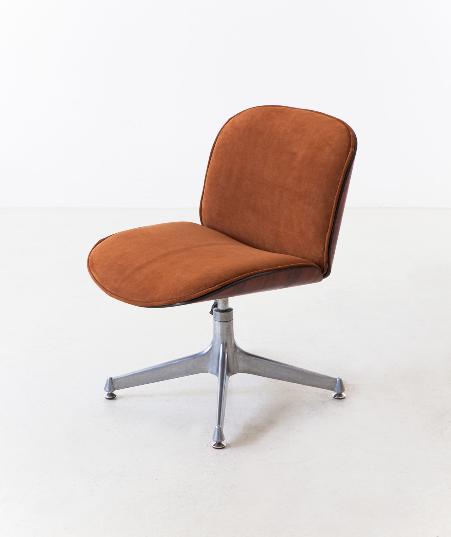 Desk Chair by Ico Parisi for Mim, Exotic Wood and Suede Leather