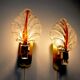 Pair of "leaf" wall lamps by Carl Fagerlund, Murano glass, Germany, 1970