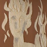 Claustra Expressionist screen " 4 Seasons & 4 Elements ", figurative painting, ca 1940