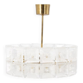 Lampe suspendue en cristal de verre et laiton de Carl Fagerlund pour Orrefors, Suède, 1960