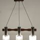 Scandinavian chandelier with 3 lights in teak and glass from the 60s/70s