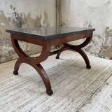 Empire style marble and mahogany coffee table
