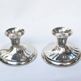 Pair of silver metal candlesticks