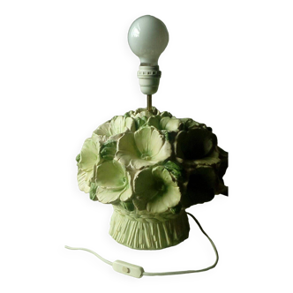 Lampe de salon a poser en ceramique bouquet de fleurs