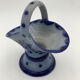 Vintage basket in traditional Alsace stoneware, cobalt blue flower patterns - 1970s.