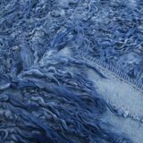 4x9 handmade wool blue vintage rug, 122x266cm