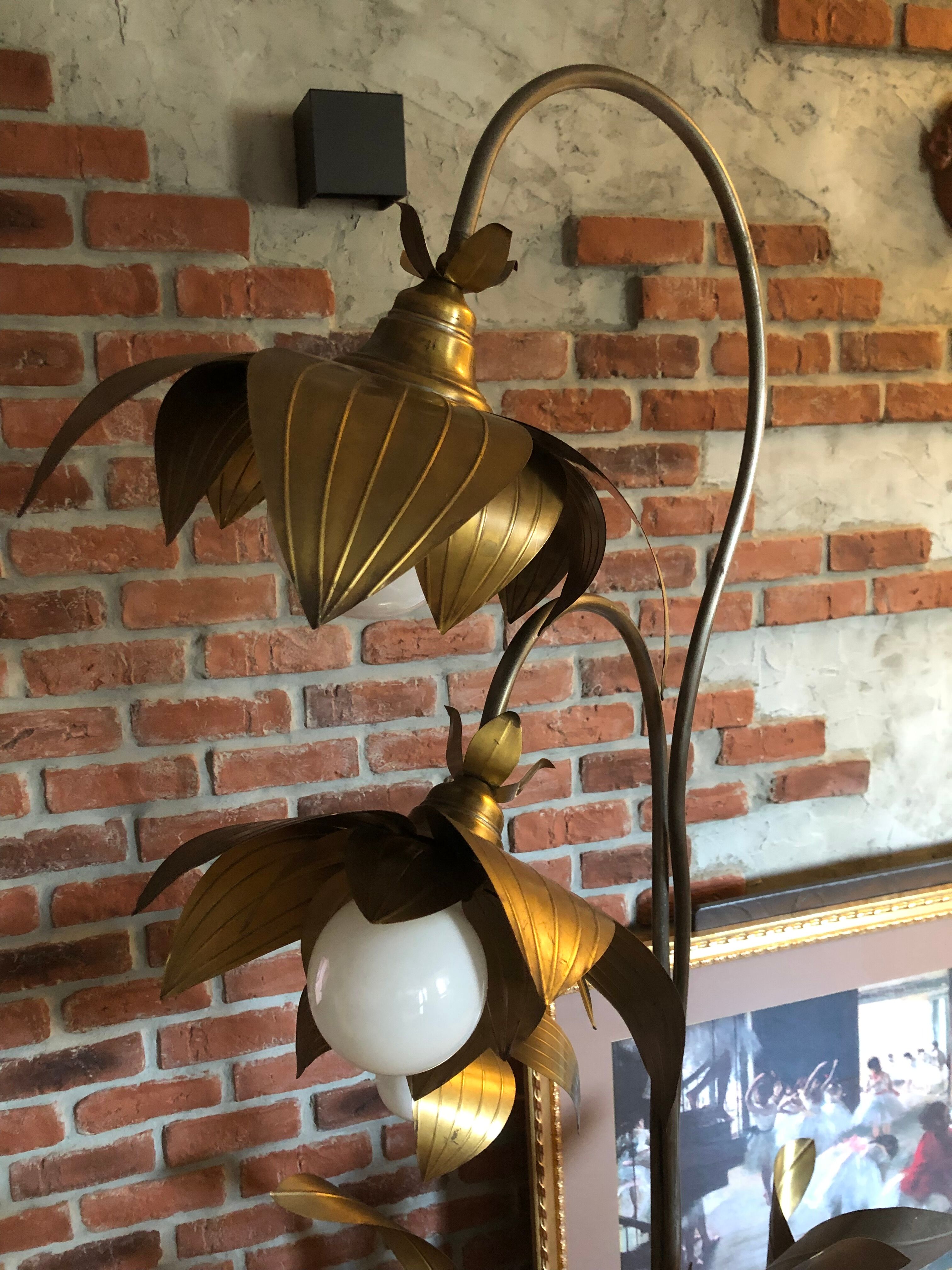 Lampadaire fleurs et plante lampe de plancher de fleur - design années 70