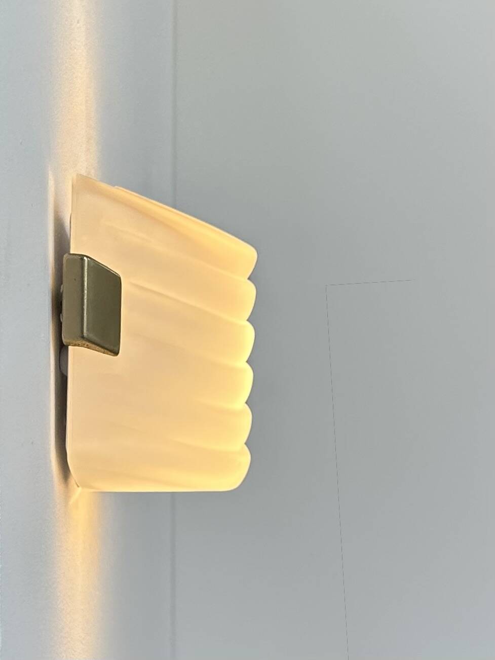 Pair of vintage wall lights, opaline glass and brass, France, 1970.