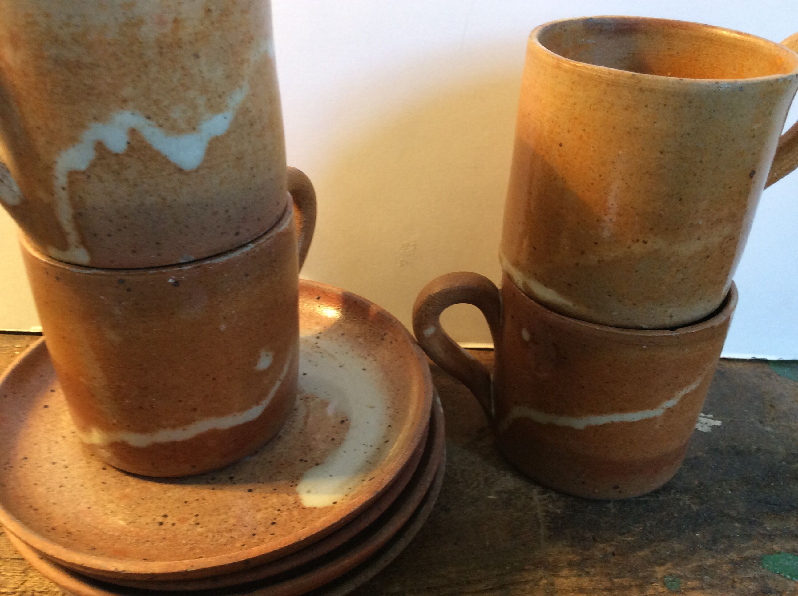 Set of 4 vintage stoneware coffee cups
