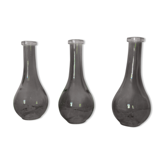 Set of 3 apple green glass soliflora