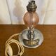 Antique Lamp Base Pink & Clear Glass Ball Chrome Base Vintage