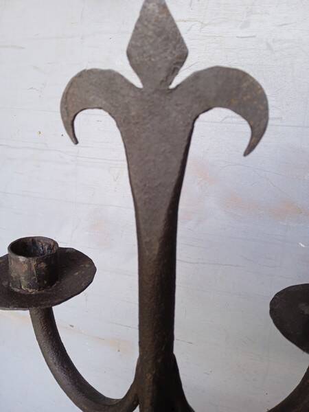 Brutalist wrought iron candle holder ep 1940/50