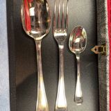 Christofle, América Model, Art Deco, 37-piece Silver-Plated Cutlery Set