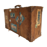 suitcase of leather with labels of palaces