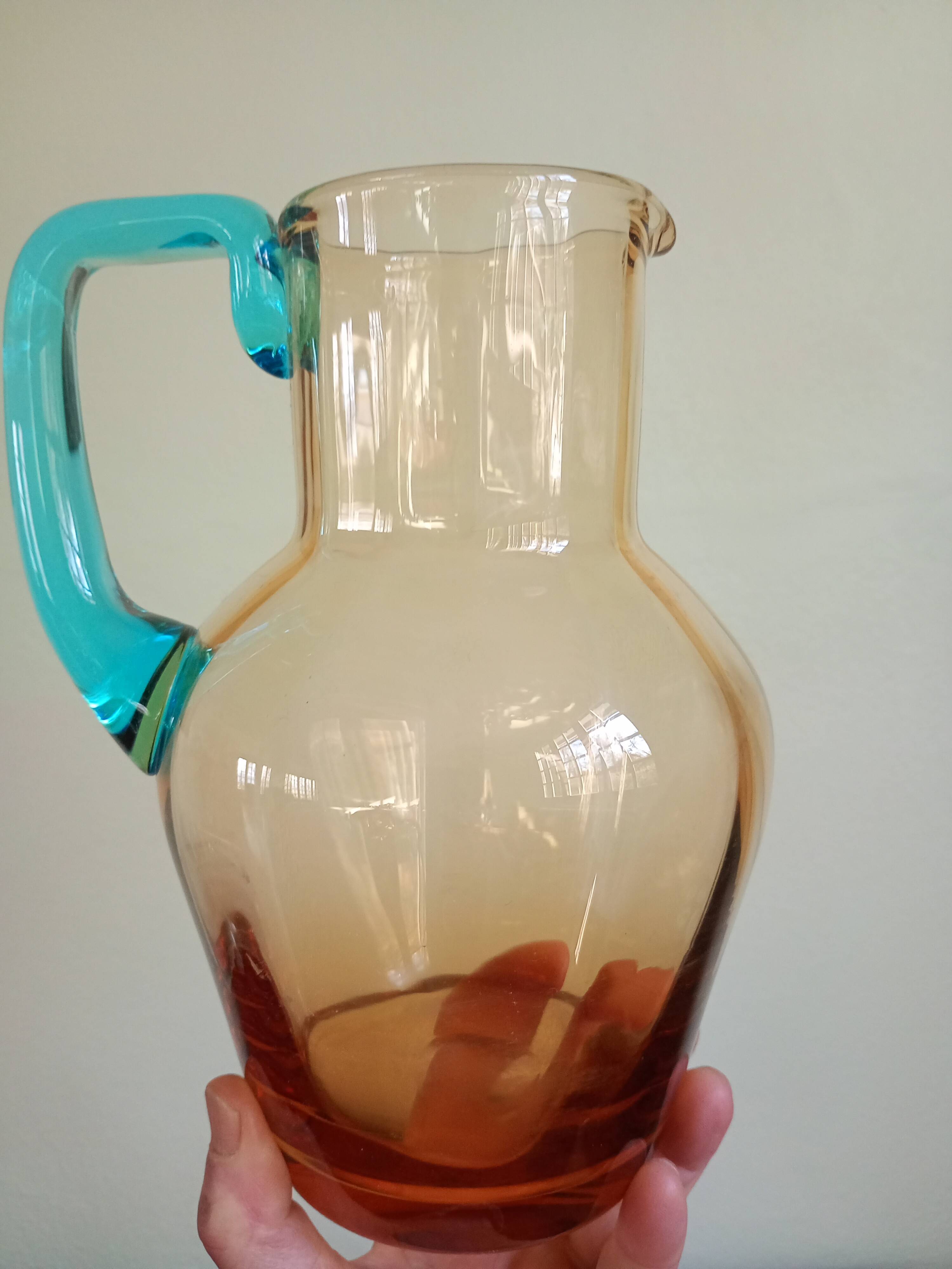 Portieux glassware pitcher - George Sand model - blue and amber