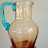 Portieux glassware pitcher - George Sand model - blue and amber