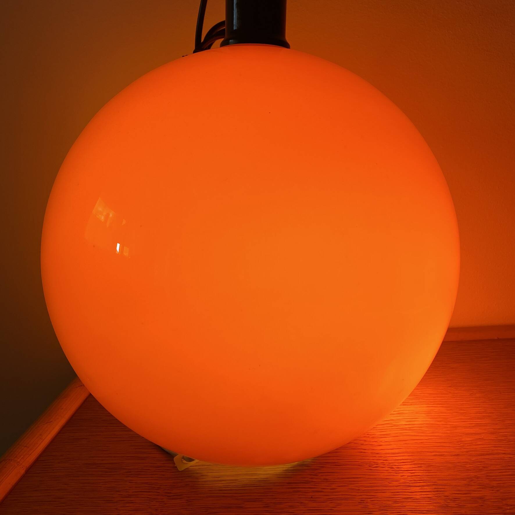 Vintage orange opaline pendant light, 1970s