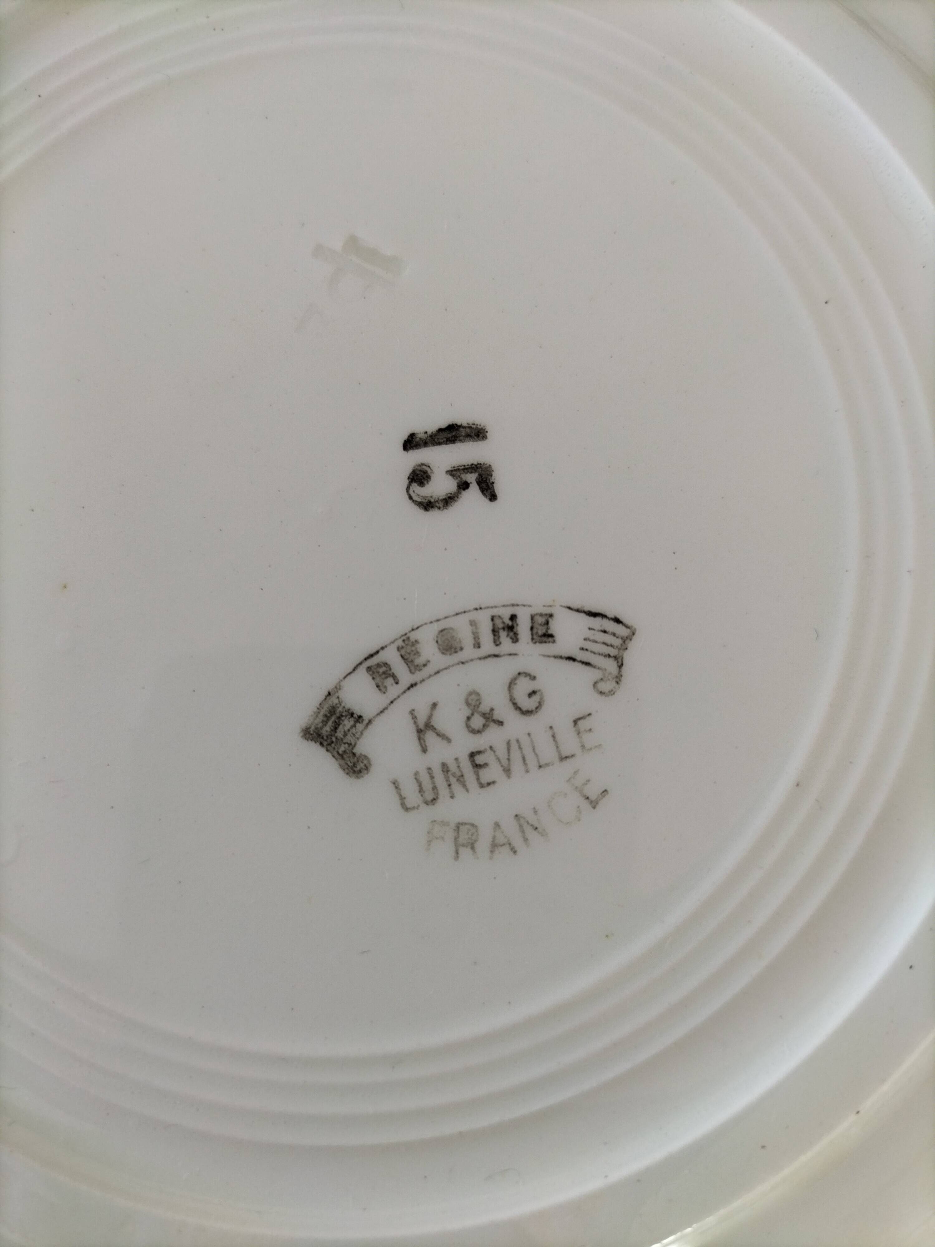 6 antique deep plates K & G Lunéville – Régine model, 1960s