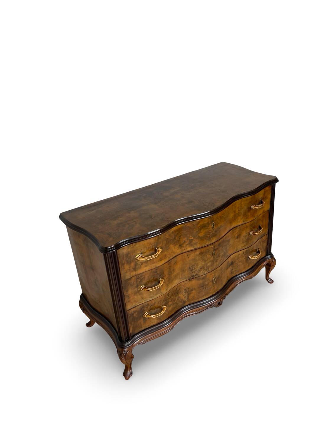 Commode italienne Art déco en loupe de noyer, années 1940-50