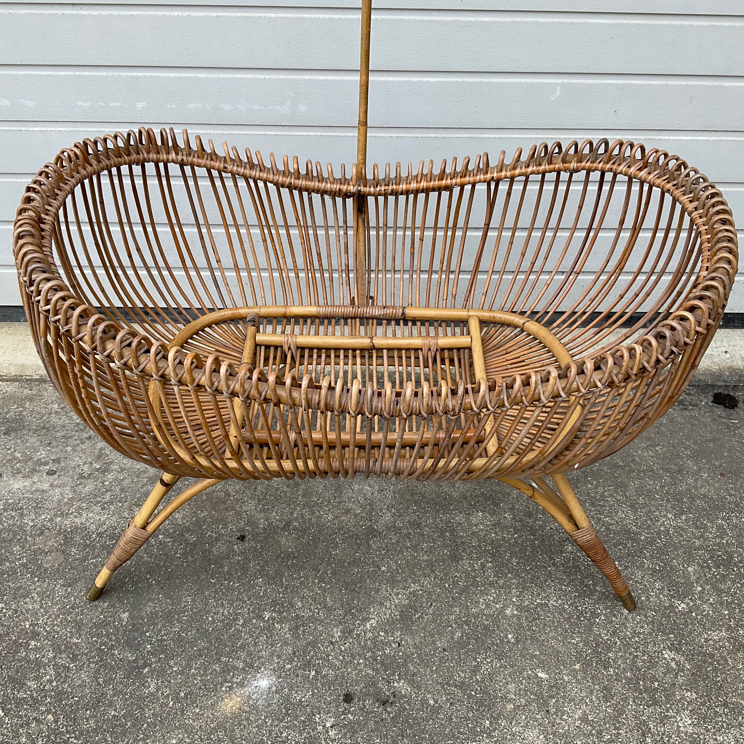 Vintage rattan cradle