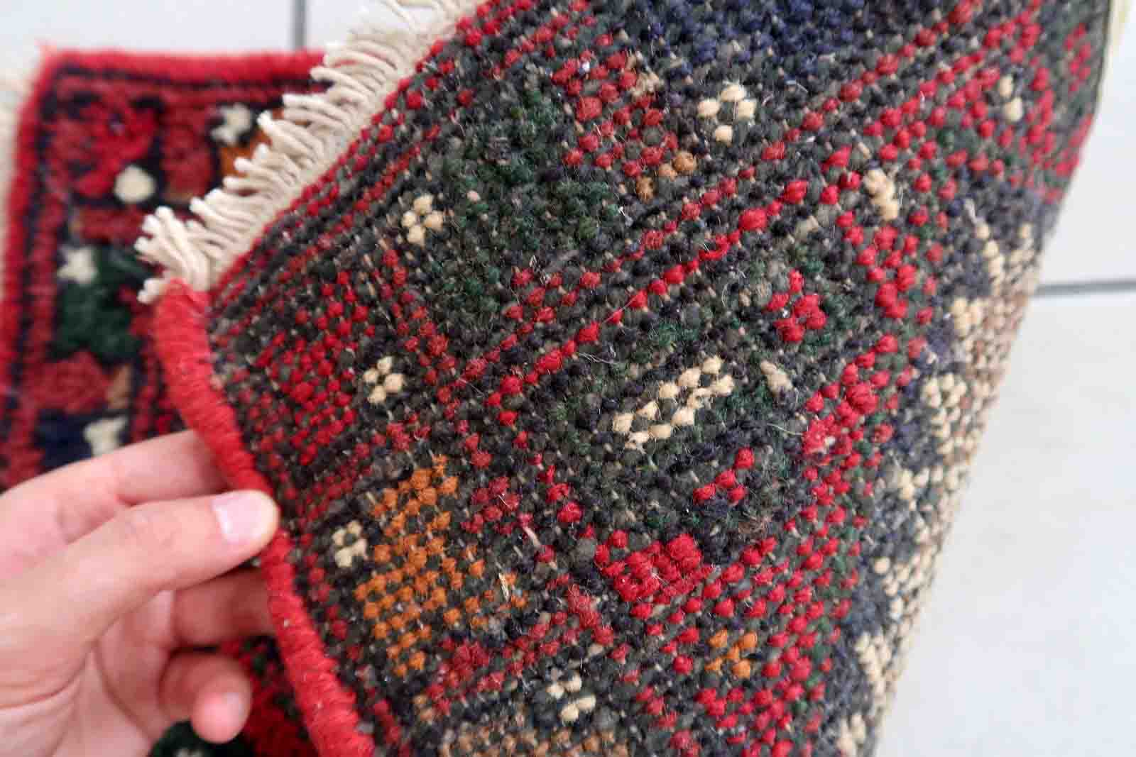 Vintage Persian carpet Hamadan handmade 41cm x 59cm 1970s