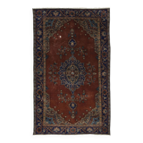 Tapis ancien oriental – rouge brique et bleu 180 cm x 107 cm